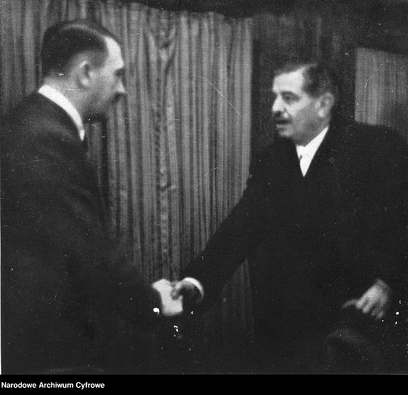 Adolf Hitler meets French Head of the Government Pierre Laval in Hitler's train, in Montoire, France